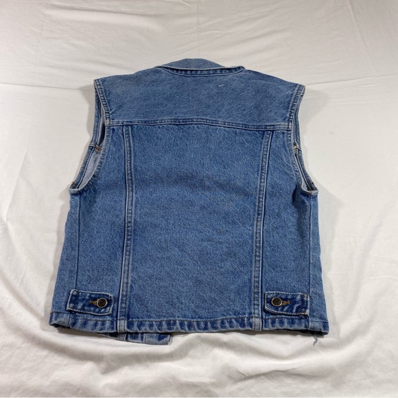 Silver Hawk  Denim Jean Vest Button Down Vest Shirt Chest pockets Shirt Top Vest - Picture 10 of 14
